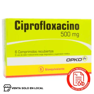 Ciprofloxacino Comprimidos Recubiertos 500mg (disponible solo para venta presencial)