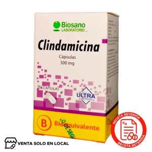 Clindamicina Cápsulas 300mg (disponible solo para venta presencial)