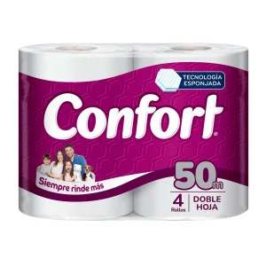 Confort Papel Higienico Doble Hoja 50 metros 4 rollos