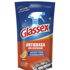Glassex Antigrasa naranja recarga 420 cc