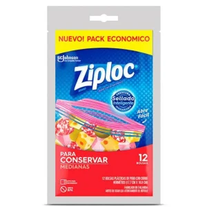 Ziploc Bolsa Hermetica Mediana para Conservar 12 unid