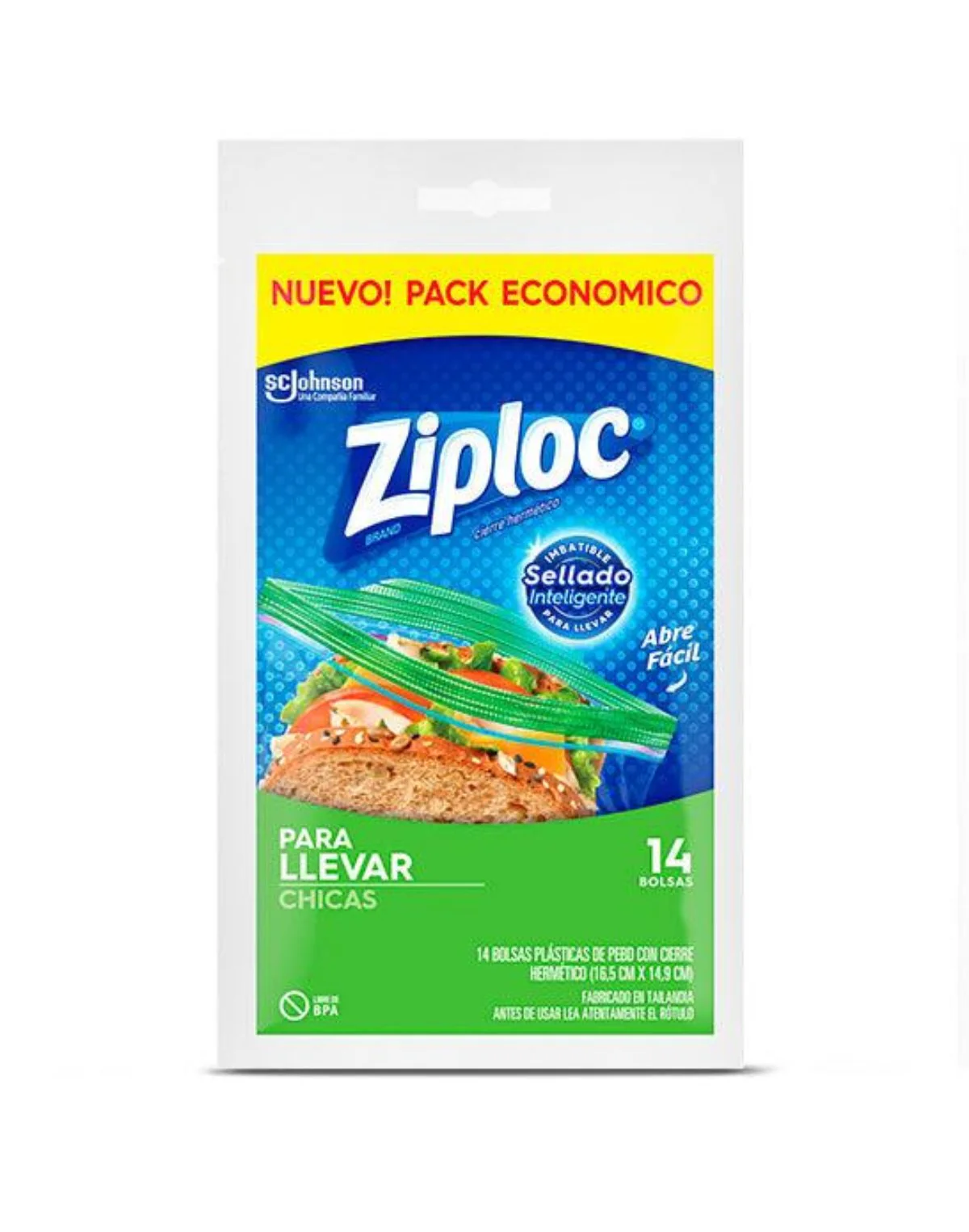 Ziploc Bolsa Hermetica Sandwich Chica 14 unid